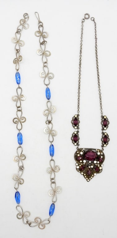 (2) STERLING NECKLACES WITH GEMSTONES (1 of 2)