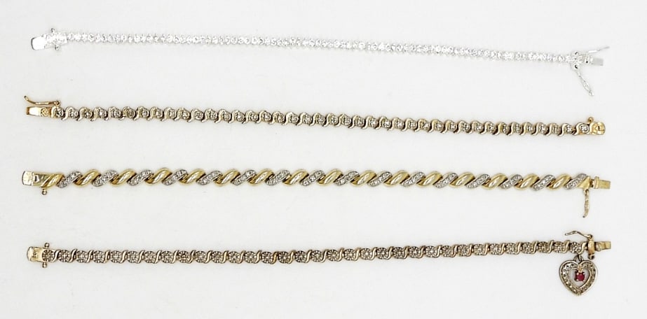 (4) STERLING SILVER TENNIS BRACELETS (1 of 2)