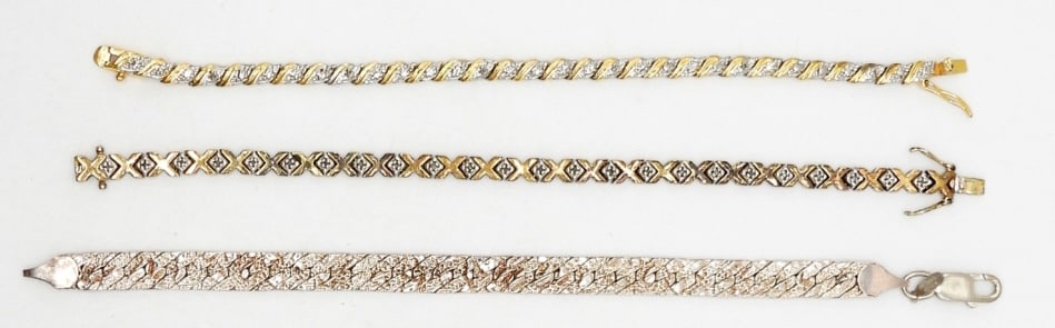 (3) STERLING GOLD TONE TENNIS BRACELETS (1 of 2)