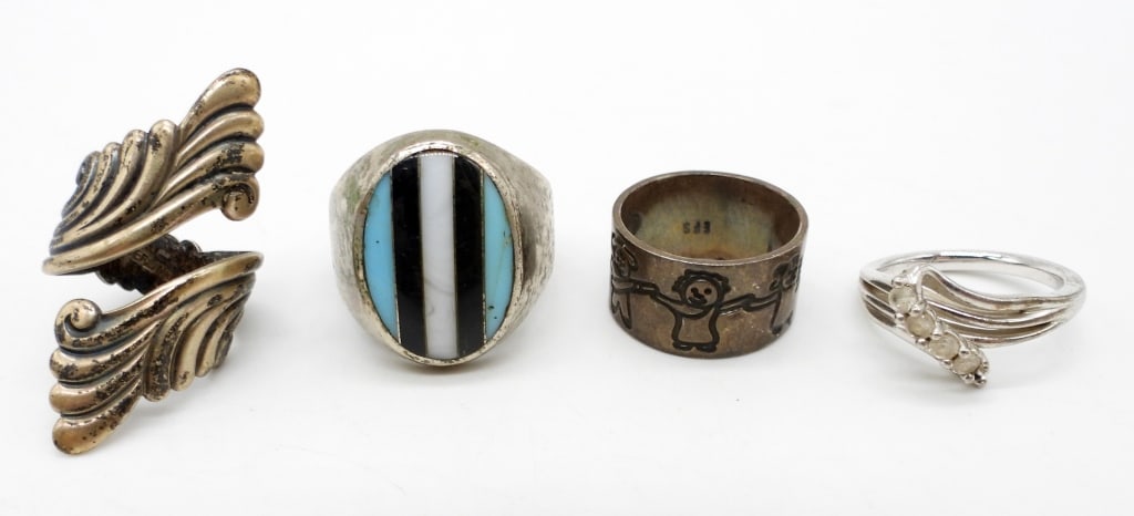 (4) VINTAGE STERLING FASHION RINGS (1 of 2)