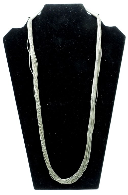LIQUID SILVER BEAD NECKLACE: 46DWT, 29 1/2IN LONG WITH HOOK CLASP, STAMPED STERLING