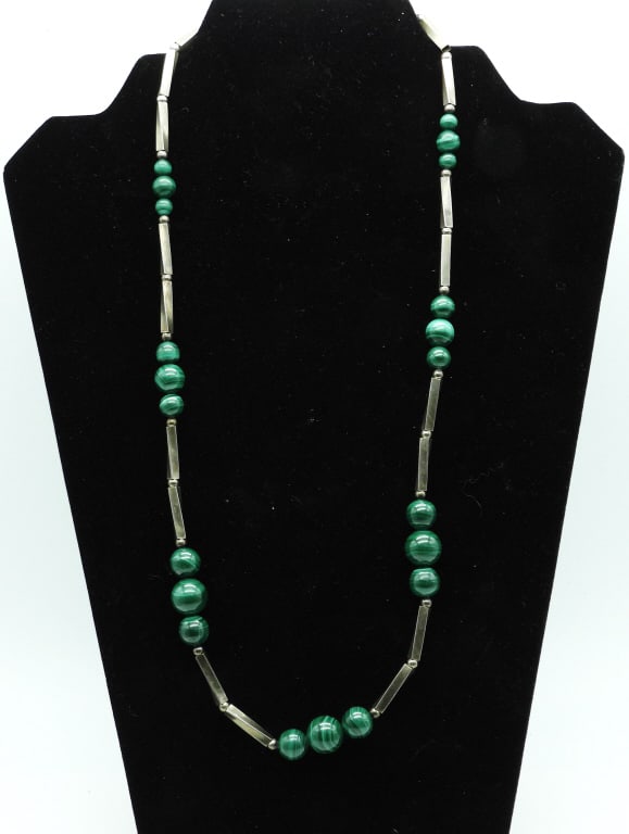 STERLING MALACHITE BEADED NECKLACE (1 of 3)