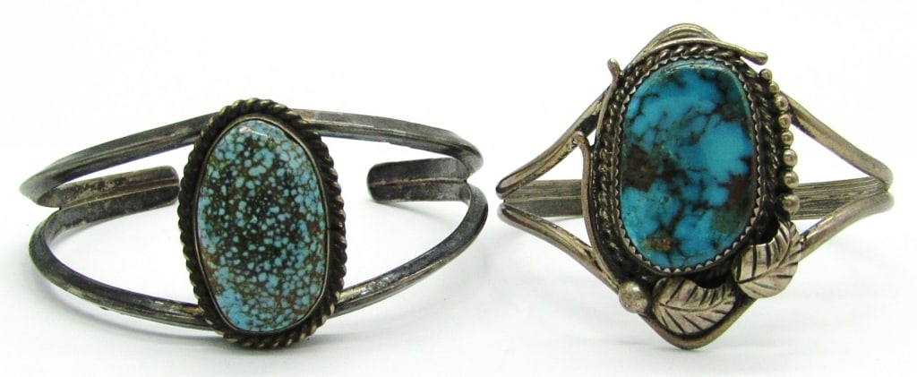 (2) Vintage Turquoise & Sterling Cuff Bracelets (1 of 3)