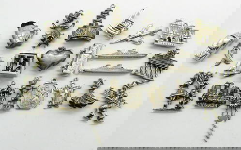 (28) Vintage Sterling Charm Bracelet Charms: Marked Sterling, 860, 835, 800, 925, and More; 50 dwt.