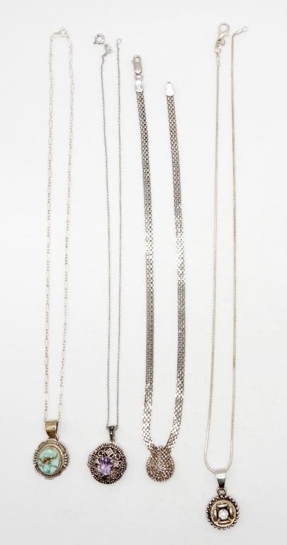 (4) STERLING NECKLACES - MARCASITE (1 of 2)