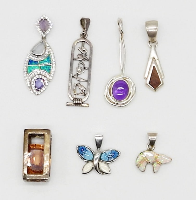 (7) STERLING SILVER PENDANTS - GEMSTONES (1 of 2)