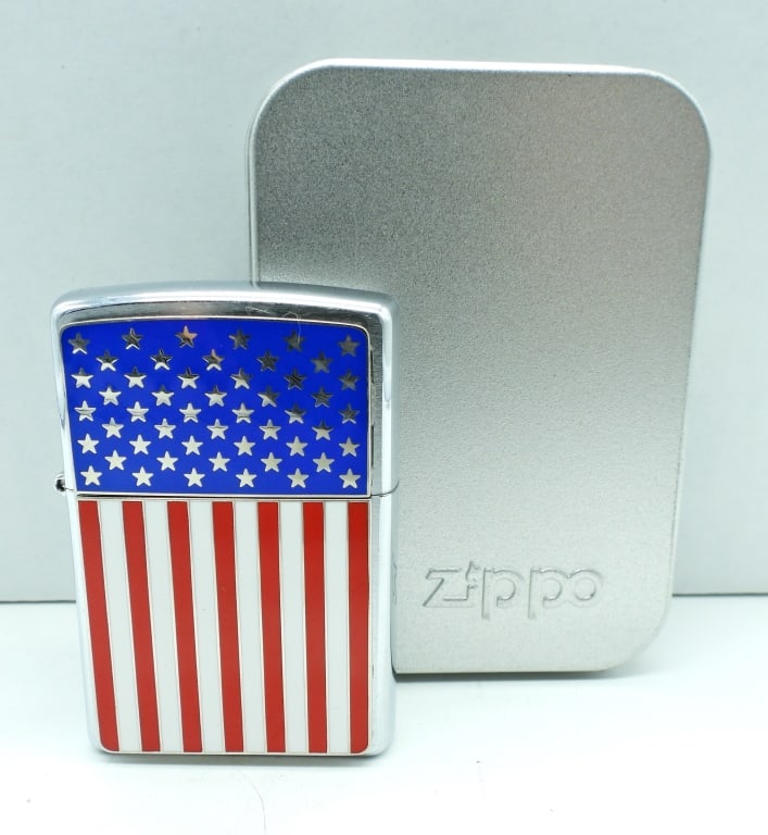 2002 UNFIRED AMERICAN FLAG ZIPPO LIGHTER (1 of 4)