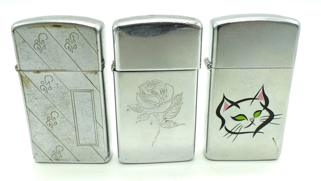 (3) 1962,2000,2007 SLIM ZIPPO LIGHTERS (1 of 4)