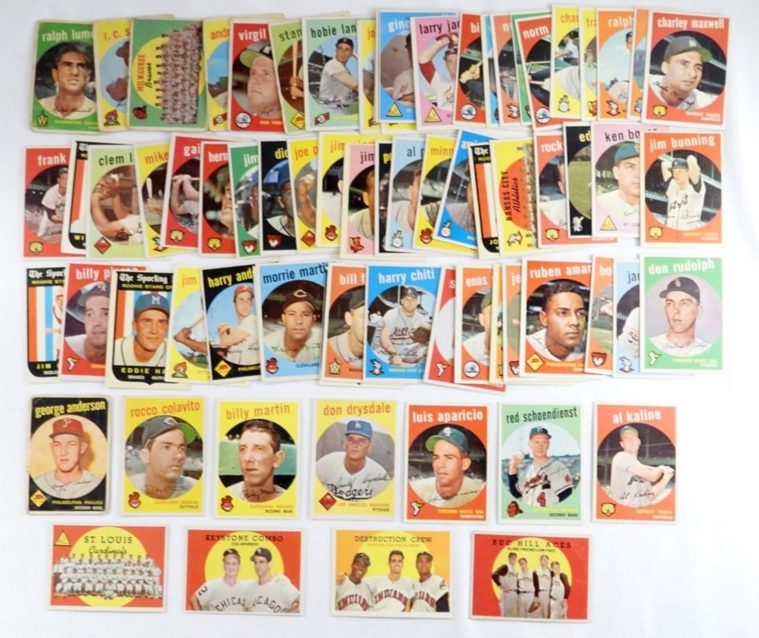 (72) 1959 TOPPS BASEBALL CARDS w/STARS (1 of 2)