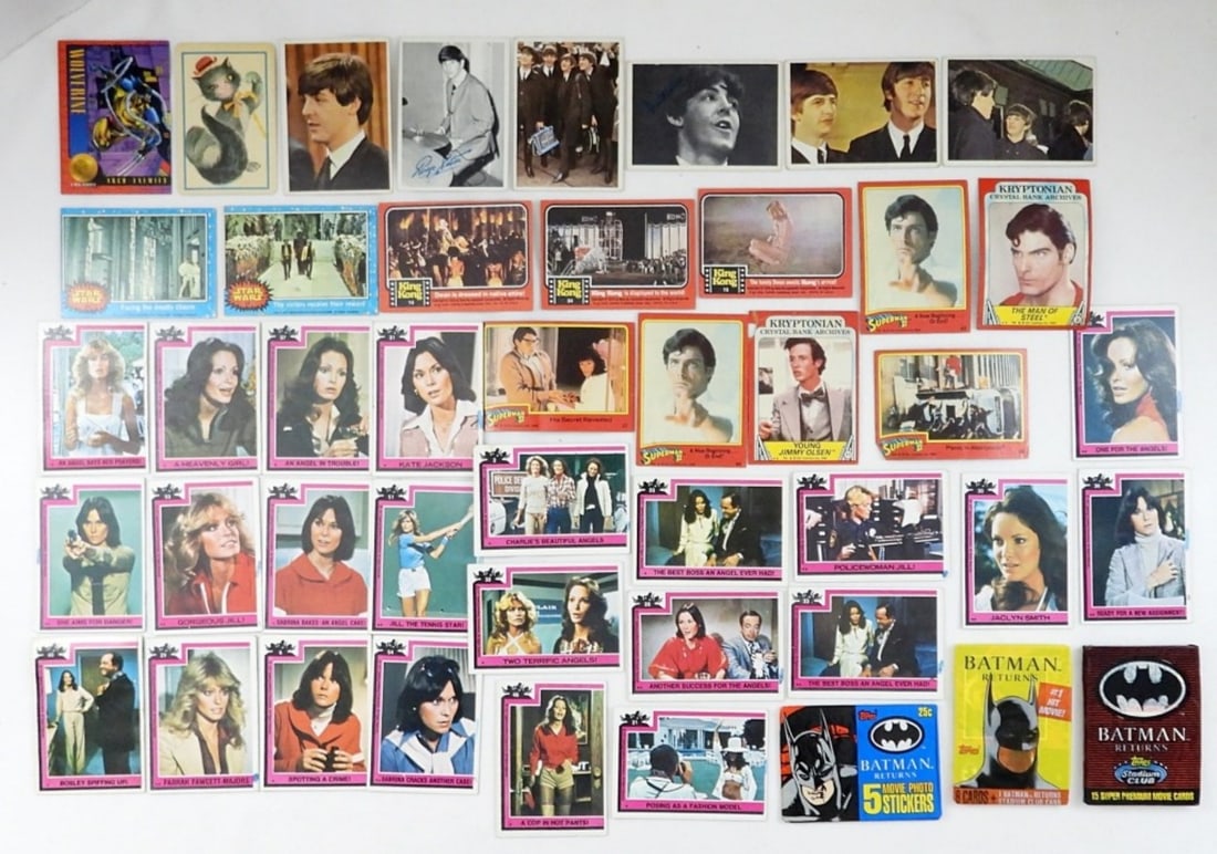 NON-SPORT CARDS - (23) CHARLIE'S ANGELS: (5) SUPERMAN, (3) KING KONG, (2) STAR WARS, (6) BEATLES, (3) BATMAN PACKS & MORE