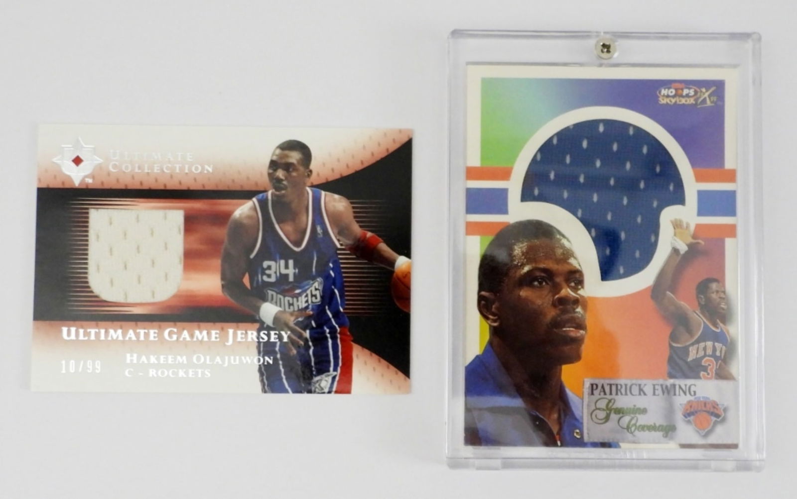 (2) PATCH CARDS - EWING & OLAJUWON (1 of 2)