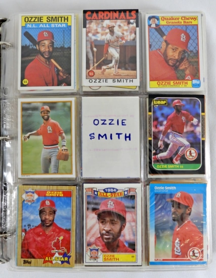 LARGE CARD ALBUM OZZIE SMITH, MUSSINA: AMAZING VARIETY CARD COLLECTORS ALBUM - APPROX (270) OZZIE SMITH, (110) MIKE MUSSINA - NICE OVERALL CONDITION