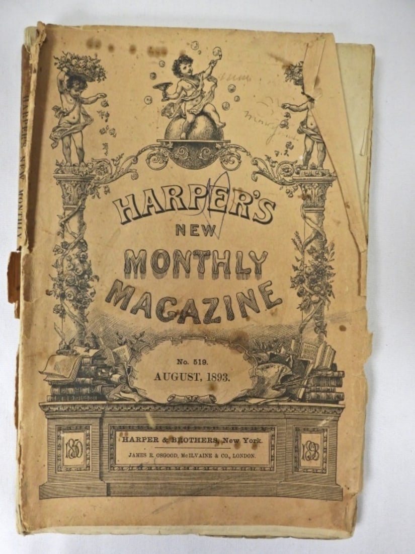 PULP: Harper's New Monthly Magazine: 8/1893-pulp format-Civil War - LOOSE AT BIND - ROUGH CONDITION