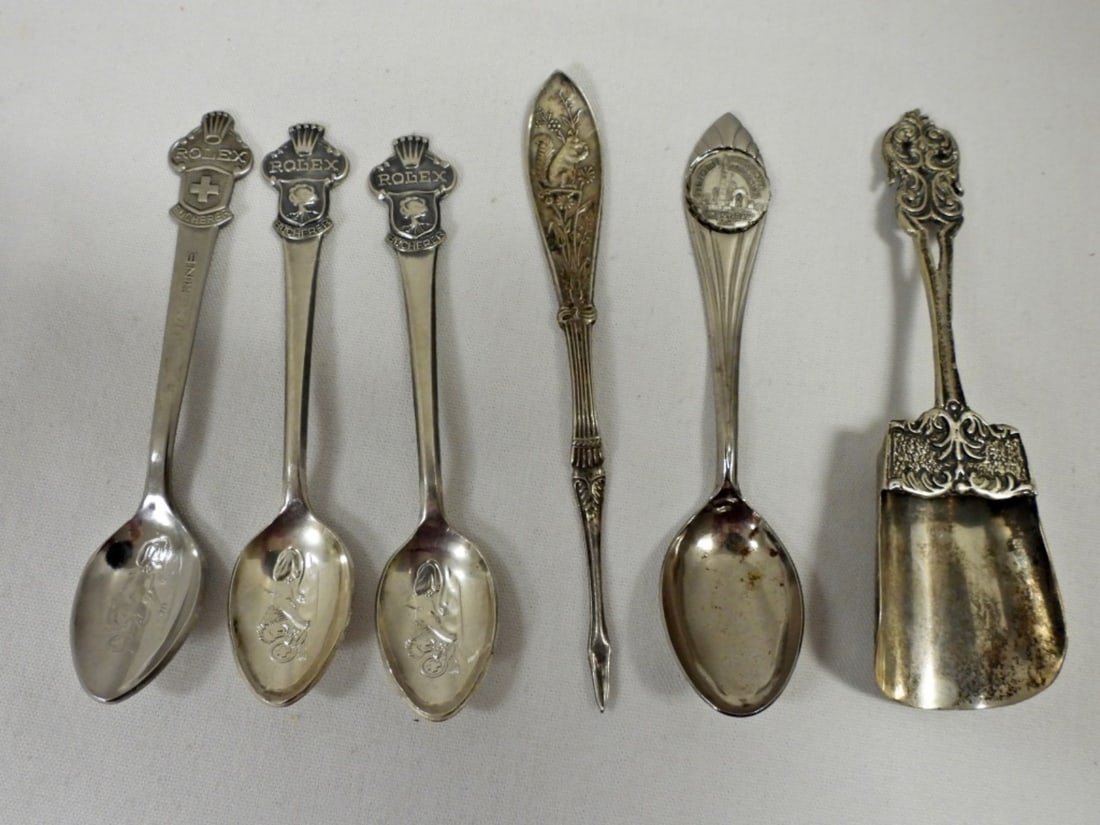 (3) VTG ROLEX MINI SPOONS / VTG SCOOP: WASHINGTON DC NAT. SHRINE SPOON & SQUIRREL NAIL TOOL