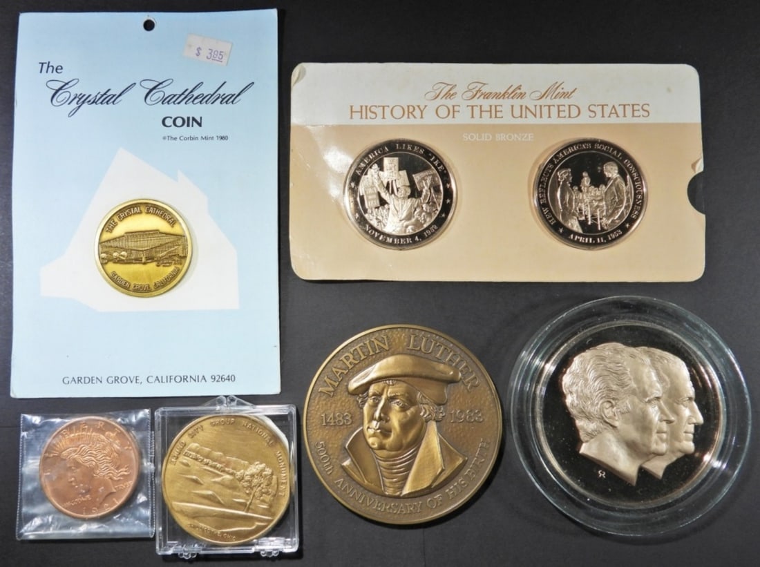 (7) DIFFERENT MEDALS, SOME COPPER/BRONZE (1 of 2)