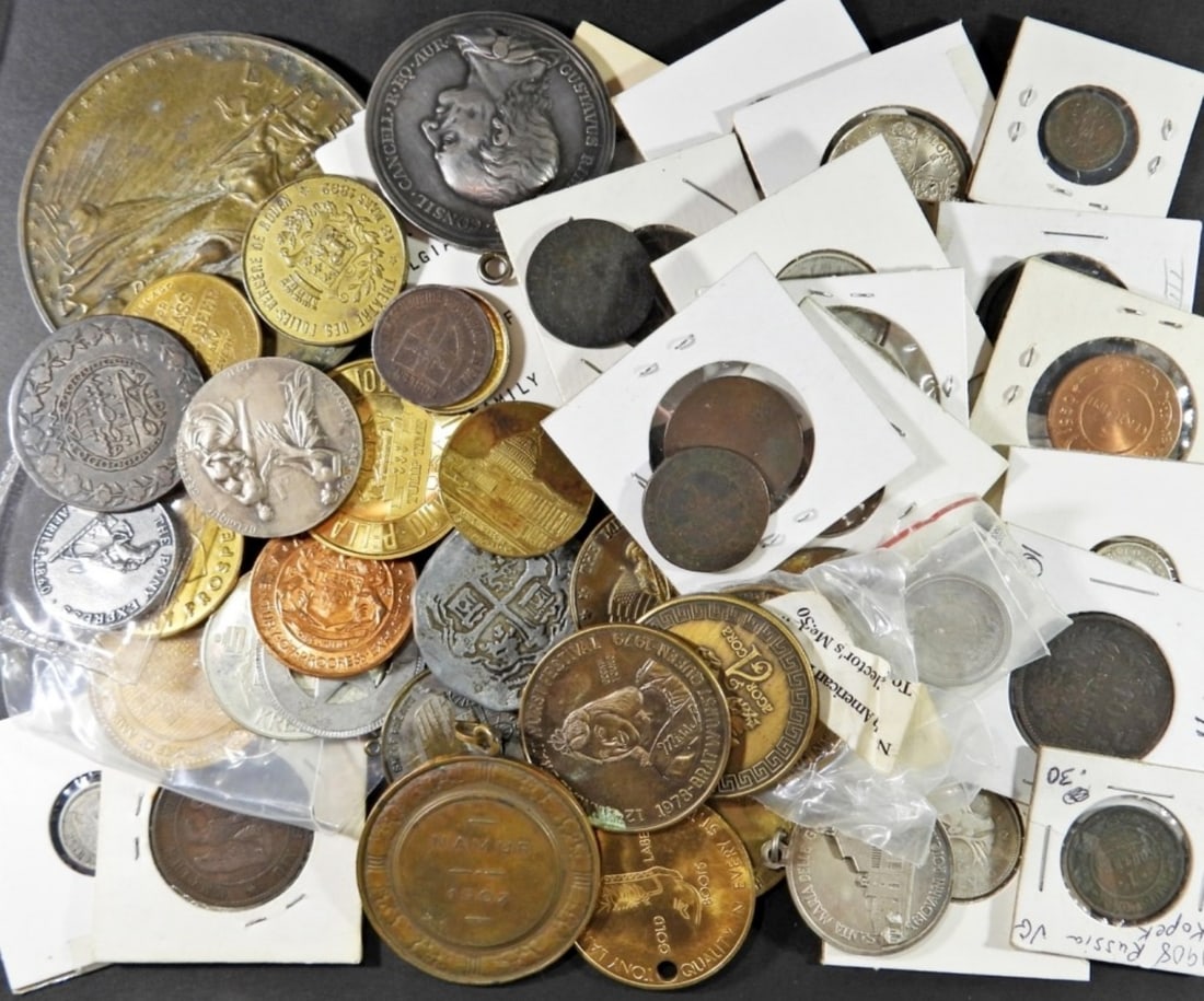1.5 LBS TOKENS, MEDALS, & FOREIGN COINS (1 of 1)
