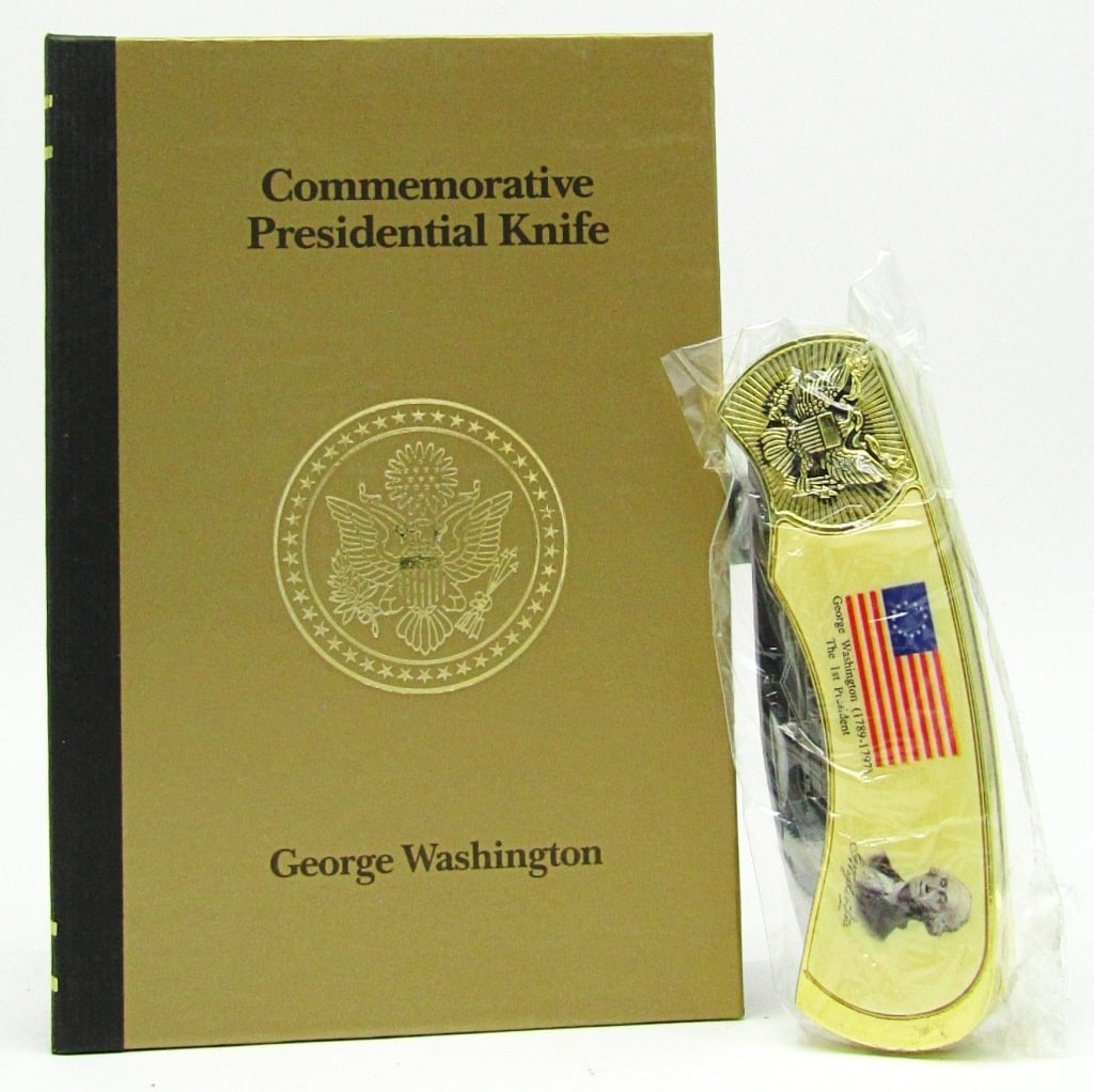 Commemorative Presidential Knife: Geroge Washington Pocket Knife in Display Case; Mint in Original Box!