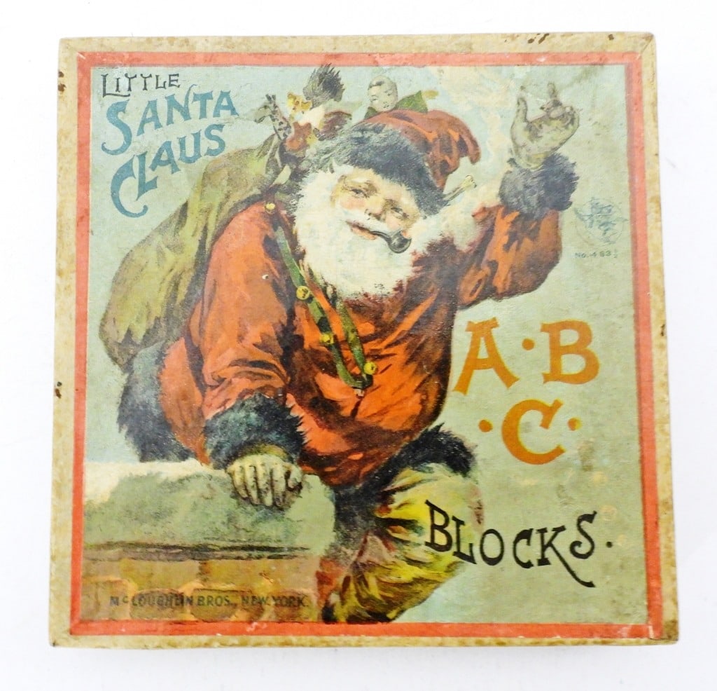McLOUGHLIN LITTLE SANTA CLAUS ABC BLOCKS: McLOUGHLIN BROS. "LITTLE SANTA CLAUS" ABC BLOCKS - IN ORIGINAL BOX - NICE CONDITION