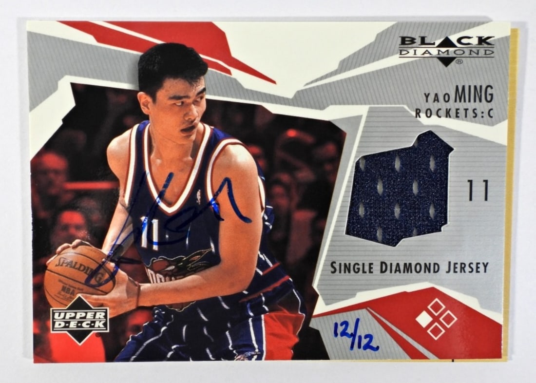 2004-05 BLACK DIAMOND YAO MING 12/12: SINGLE DIAMOND JERSEY / SIGNED CARD