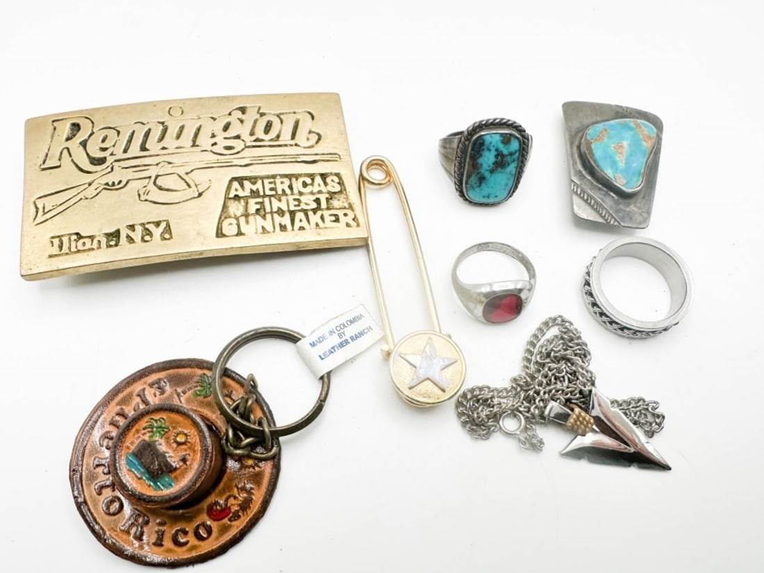 REMINGTON, MEXICO +: REMINGTON BUCKLE, MEXICO LEATHER HAT, RINGA ND MORE