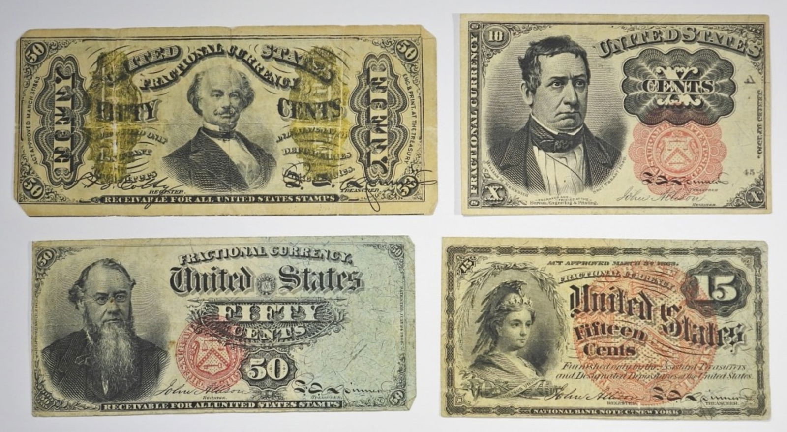 (4) DIFFERENT FRACTIONAL CURRENCY NOTES (1 of 2)