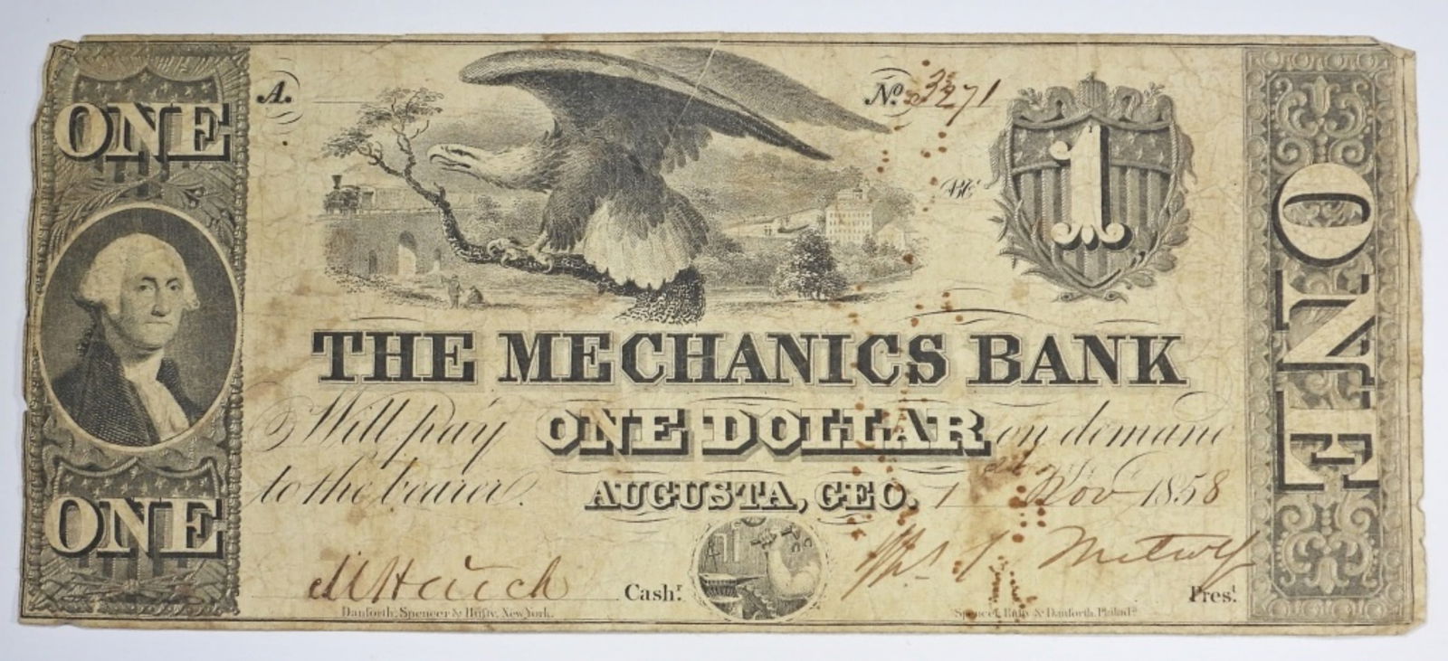 1858 $1 GEORGIA OBSOLETE CURRENCY NOTE (1 of 2)