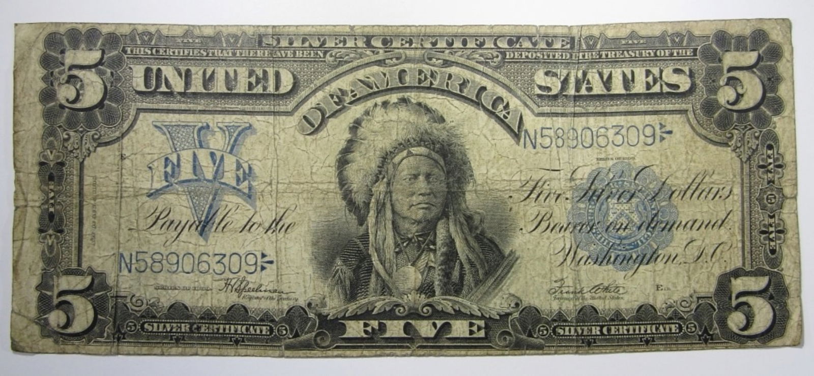 1899 $5 INDIAN CHIEF SILVER CERTIFICATE (1 of 2)