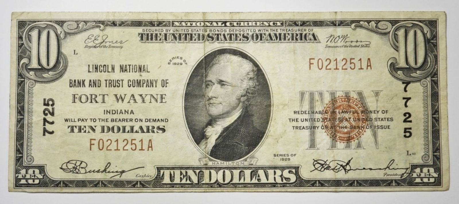 1929 $10 NATIONAL CURRENCY BANK NOTE (1 of 2)