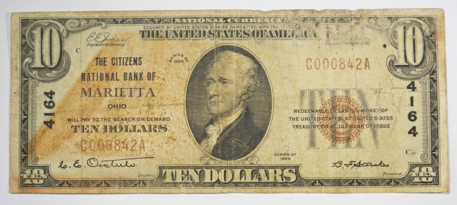 1929 $10 NATIONAL CURRENCY BANK NOTE (1 of 2)