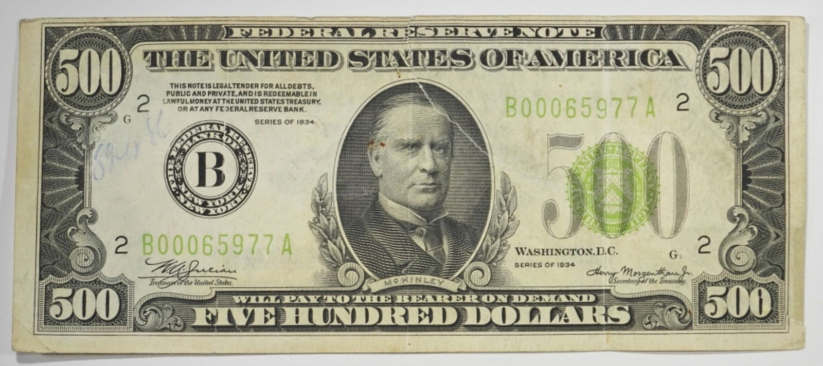 1934 $500 FEDERAL RESERVE NOTE (1 of 2)