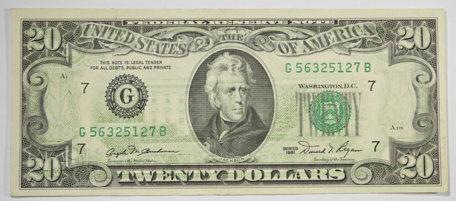 1981 $20 FEDERAL RESERVE NOTE - ERROR (1 of 2)