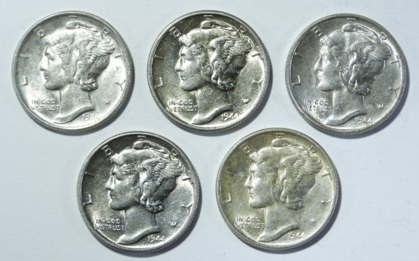 (5) 1944 MERCURY DIMES AU/BU (1 of 2)