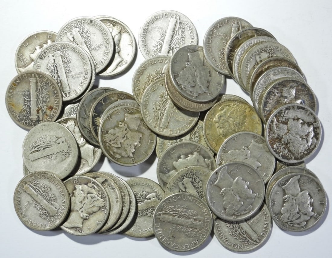 (50) MIXED DATE MERCURY SILVER DIMES (1 of 2)