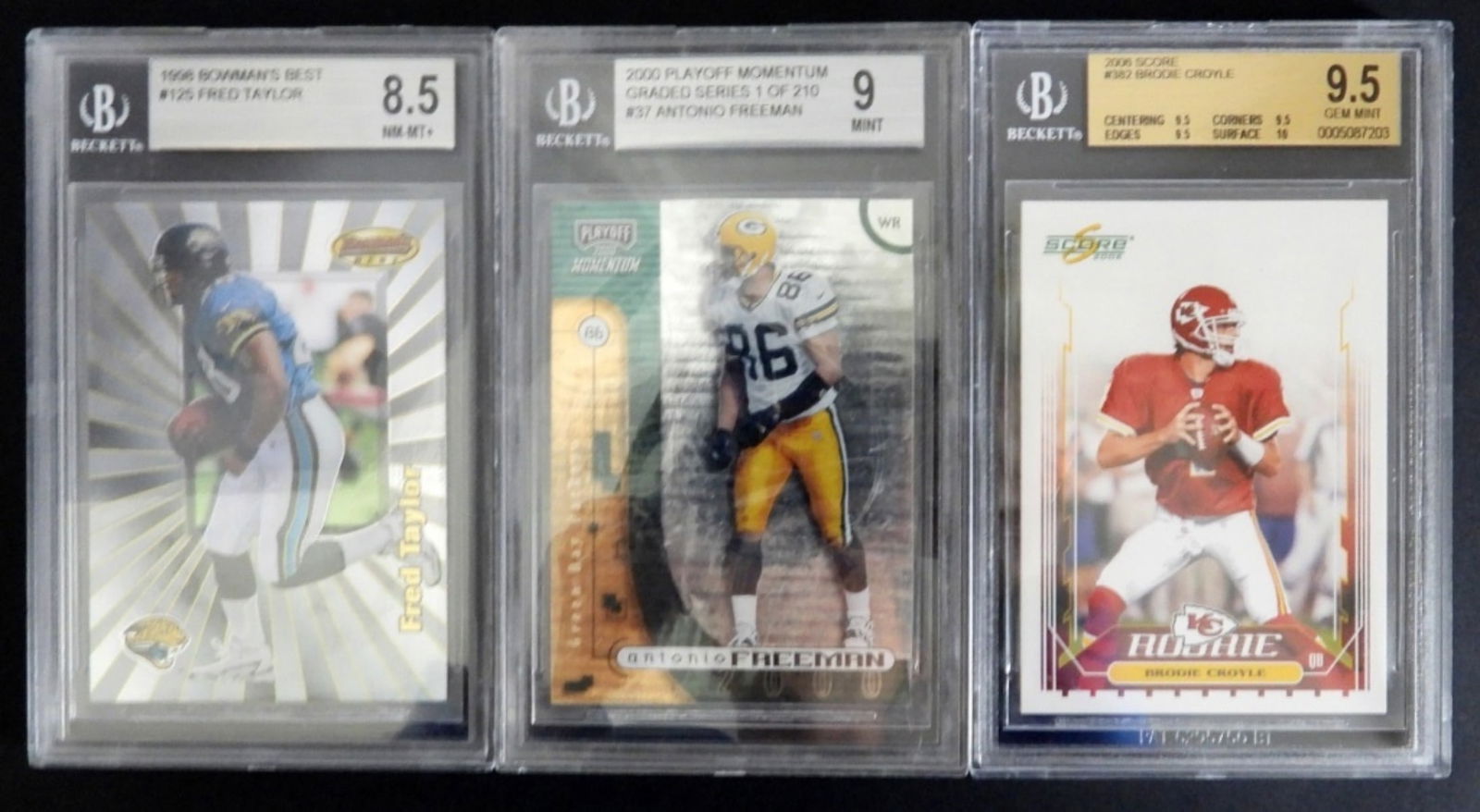(3) FOOTBALL BECKETT GRADED ROOKIE CARDS (1 of 2)