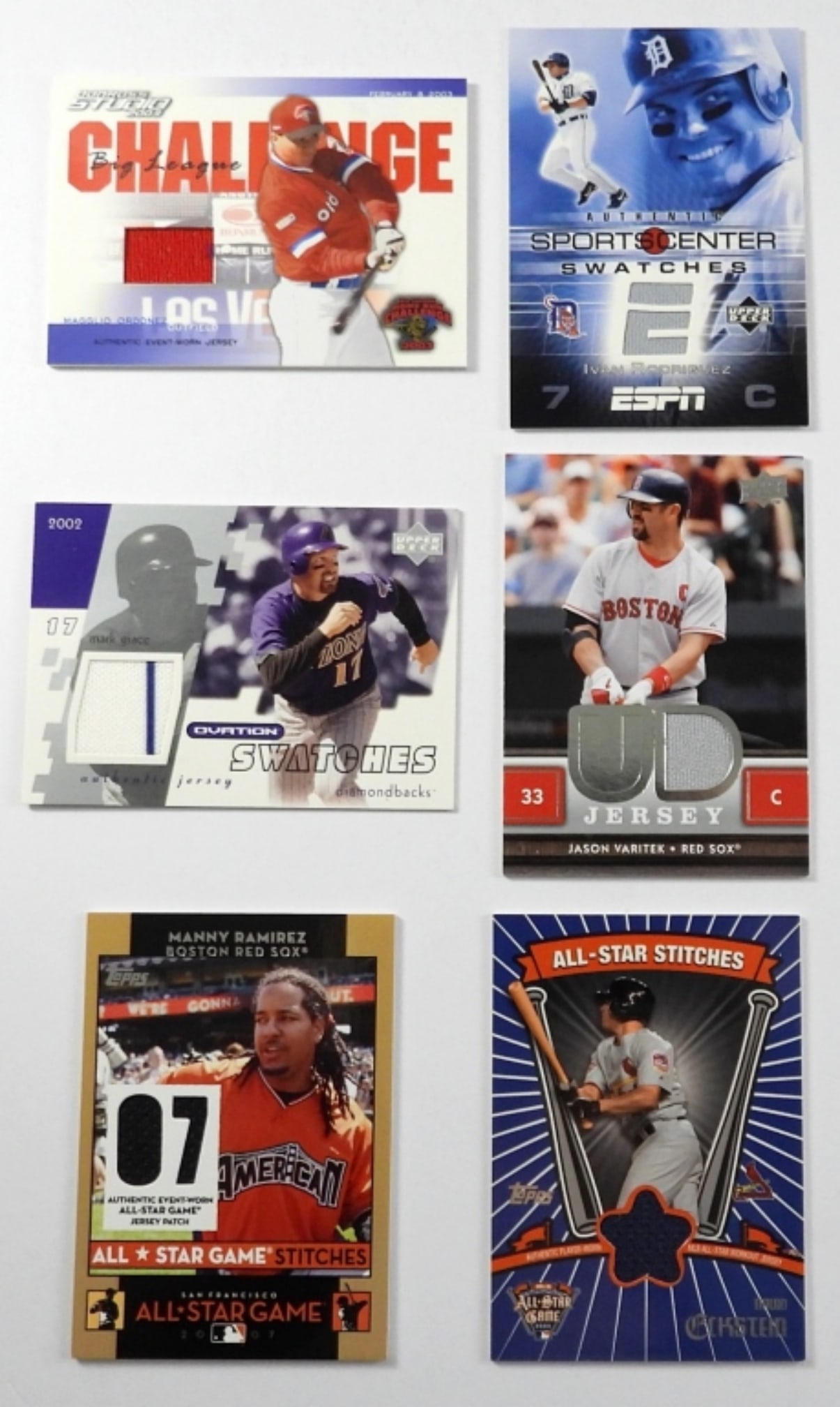 (6) GAME-USED SWATCH BASEBALL CARDS (1 of 2)