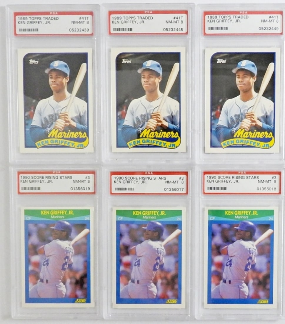 (6) KEN GRIFFEY Jr GRADED ROOKIE CARDS (1 of 2)