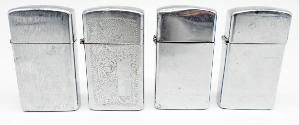 (4) SLIM ZIPPO LIGHTERS (1 of 4)