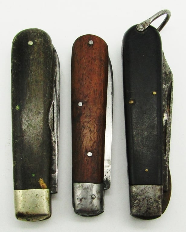 (3) Vintage Folding Pocket Knives: 2-Blade Camco Electrician's Knife, Single Blade Unmarked, 2-Blade Unmarked; Used Conditions.