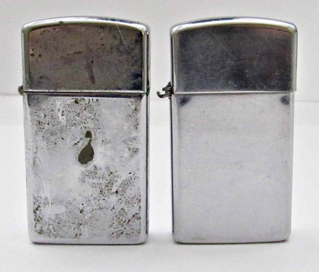 (2) 1984 SLIM STYLE SILVER TONE ZIPPOS (1 of 4)