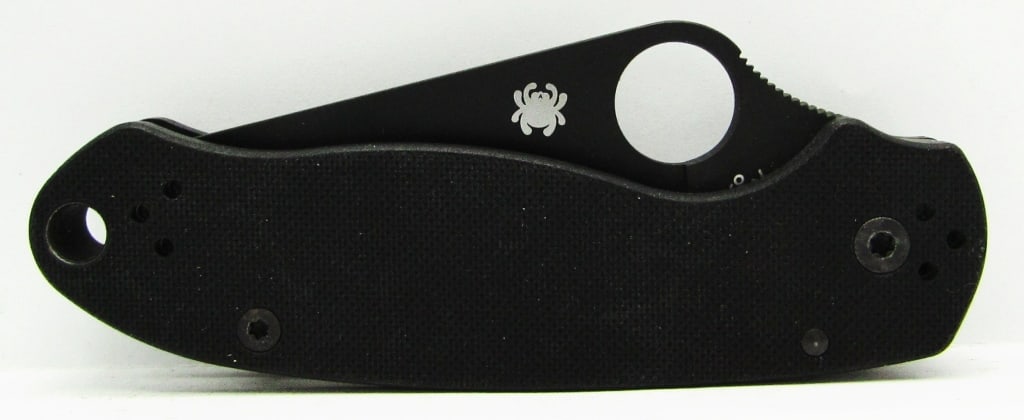 SpyderCo Military 2 Compression Lock Black Blade: CPM-S30V G10; Like New Condition.