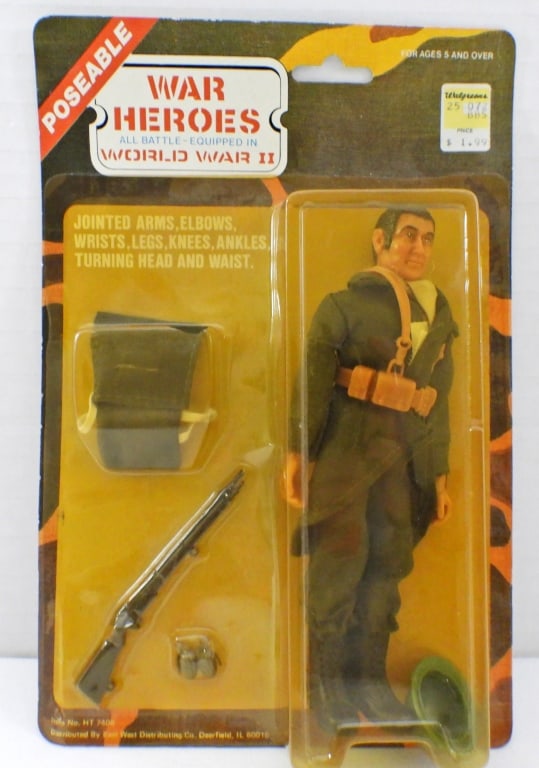 VINTAGE LION ROCK WAR HEROES WW2 ACTION FIGURE: FRENCH INFANTRY ACTION FIGURE, POSEABLE, STILL IN IT ORINGAL PACKAGE ( DOES HAVE A CRACK ON THE PACKAGE ON THE BOTTOM),