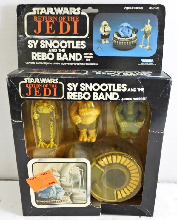 STARWARS RETURN OF THE JEDI SY SNOOTLES: AND THE REBO BAND ACTION FIGURES SET, STILL IN THE BOX ( BOX HAS SOME DAMAGE, MADE BY KENNER 1983