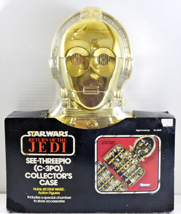 KENNER SEALED STARWARS C-3PO COLLECTOR'S CASE: 1983, FROM RETURN OF THE JEDI, PACKAGE HAS SOME WEAR BUT ALL STILL IN NICE CONDITION HOLD UP TO 40 FIGURES