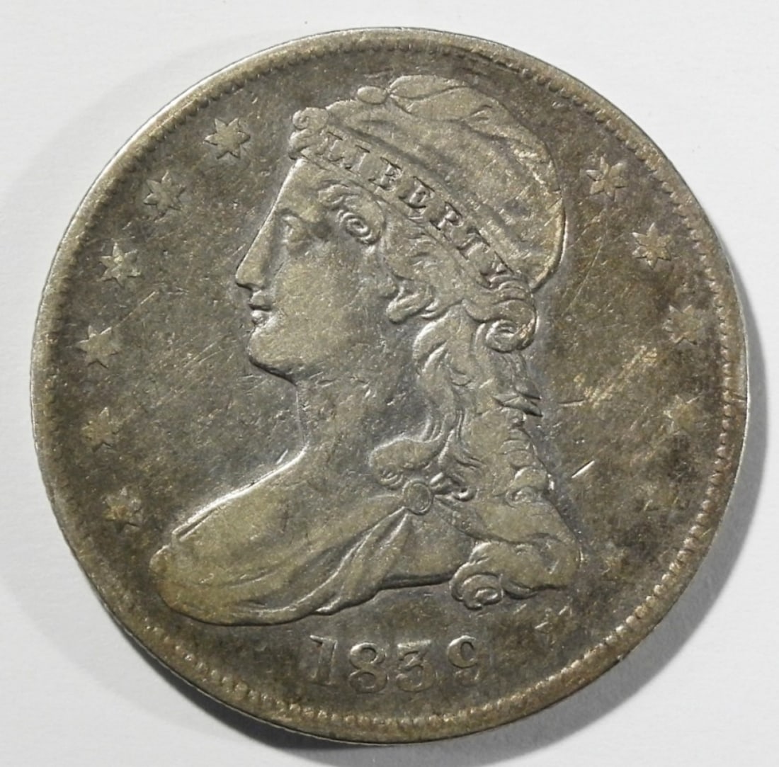 1839 LARGE LETTERS CAPPED BUST HALF VG+ (1 of 2)