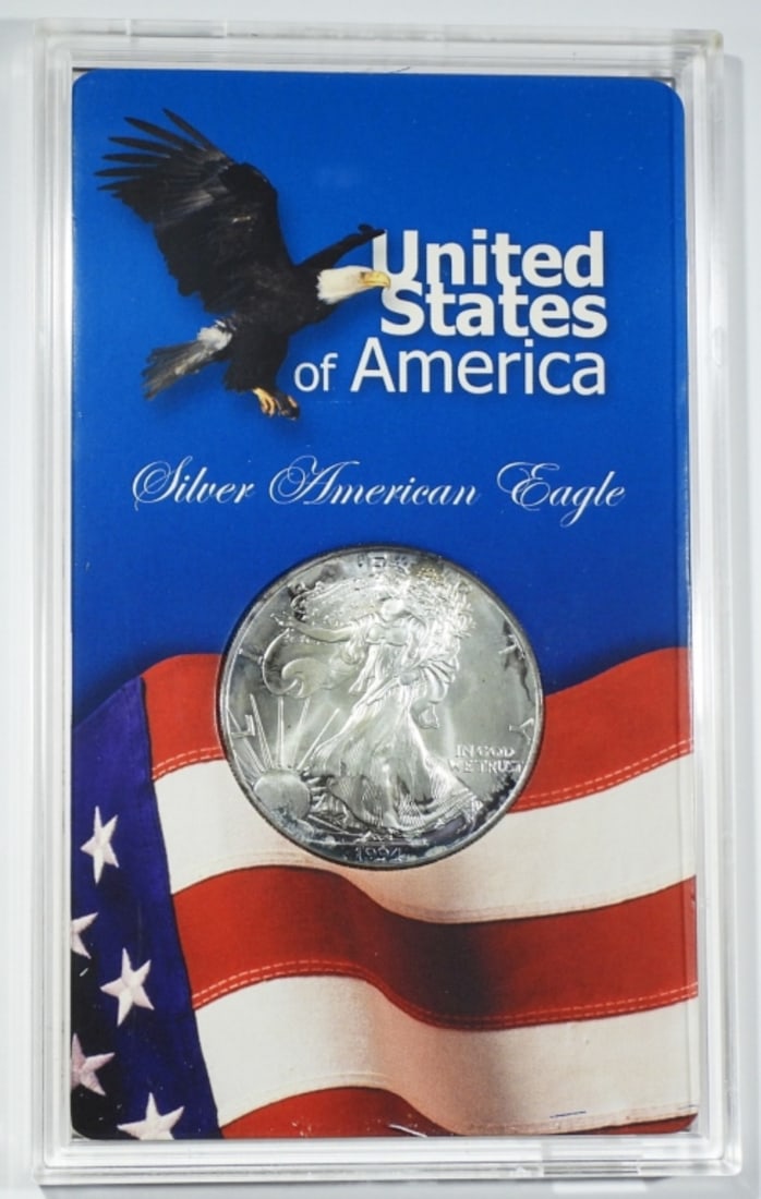 AMERICAN EAGLE PROGRAM .999 SILVER '94: TONED in NICE DISPLAY CASE / SLEEVE - 1oz SILVER EAGLE
