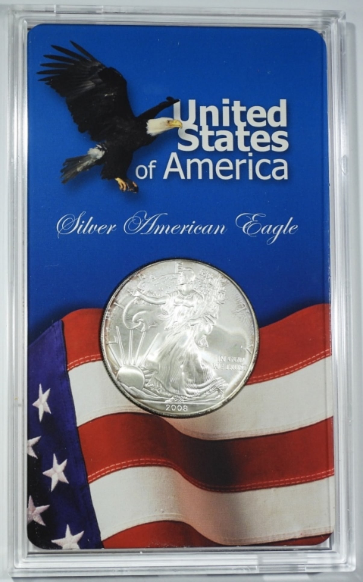 AMERICAN EAGLE PROGRAM .999 SILVER '08: TONED in NICE DISPLAY CASE / SLEEVE - 1oz SILVER EAGLE