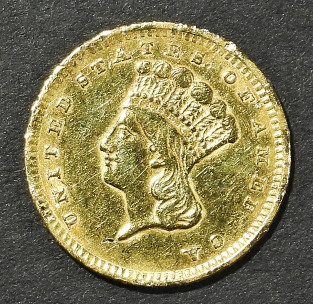 1856 $1 GOLD TYPE 3 INDIAN PRINCESS (1 of 2)