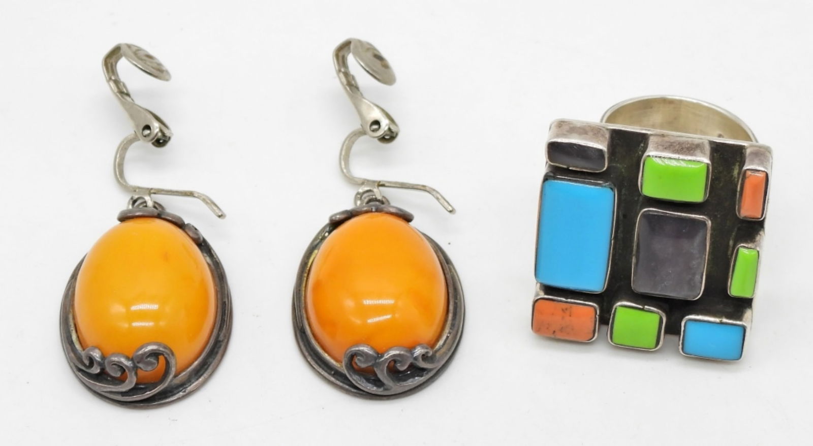 MEXICO .925 MULTI GEM STONE RING (1 of 2)