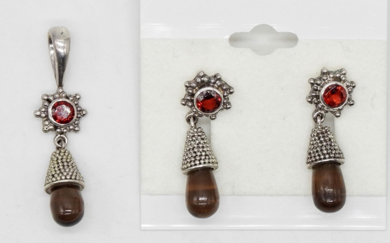 SAJEN STERLING GARNET & QUARTZ SET (1 of 2)