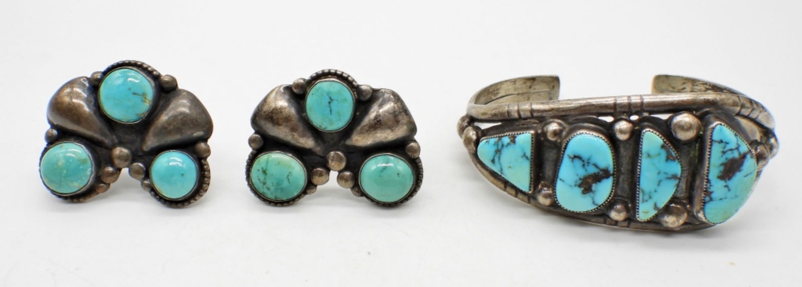 TURQUOISE STERLING CUFF & EARRINGS (1 of 2)